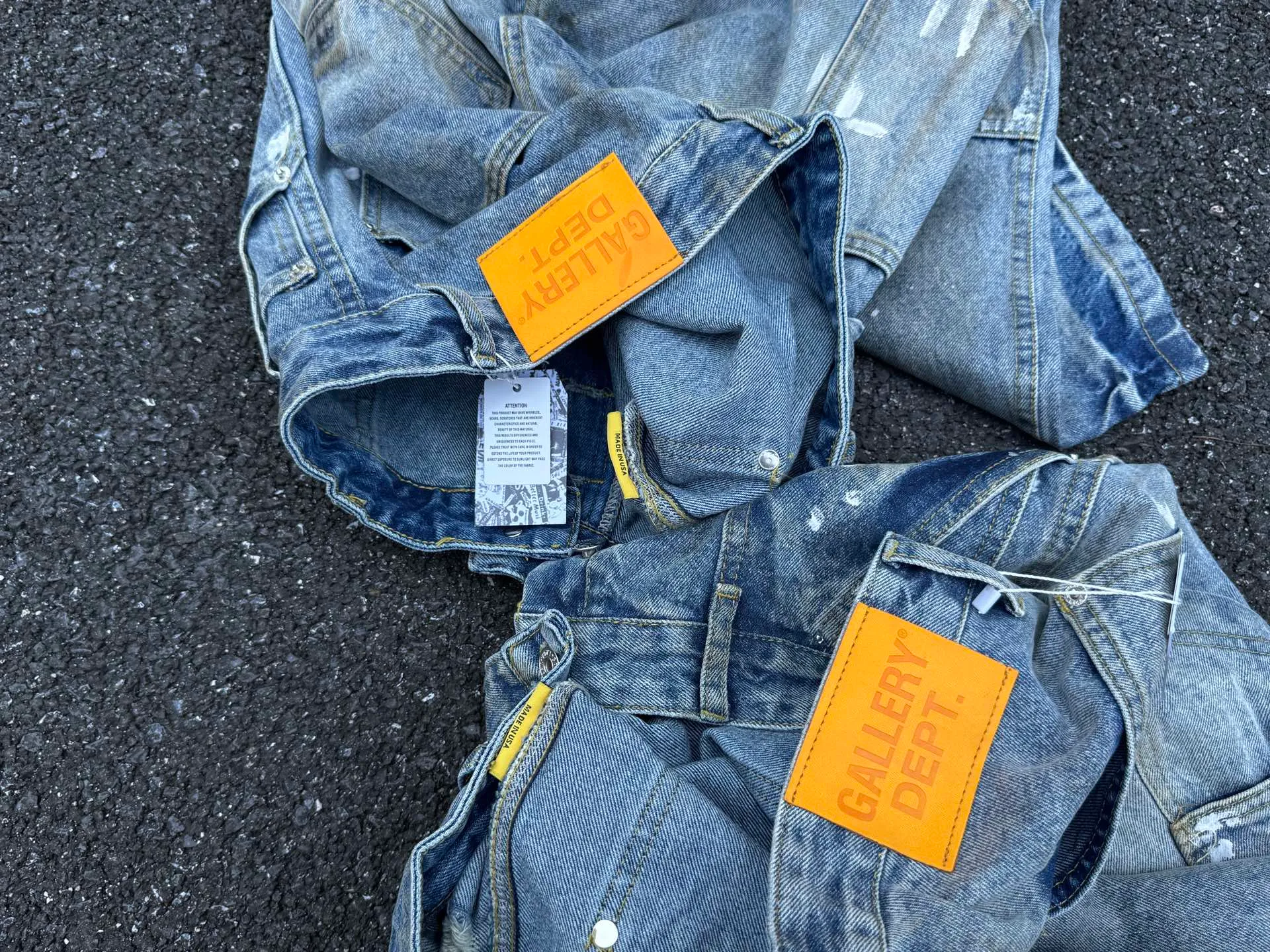 P260💰G97 GALLERY DEPT. Logging retro old stained ink denim bell bottoms washed jeans Size: 28 30 32 34 36